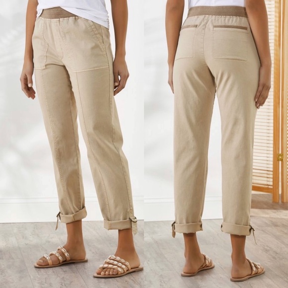 NWT Soft Surroundings Medina Women's Pants 1X Straight Leg 18W / 20W Khaki - Picture 1 of 10